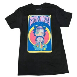 2021 Rick and Morty Adult Swim Ripple Junction Large Black Graphic T-Shirt